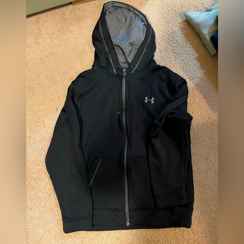 Under Armour Logo Stamp Men’s Size Small Full Zip Long Sleeve Athletic Hoodie